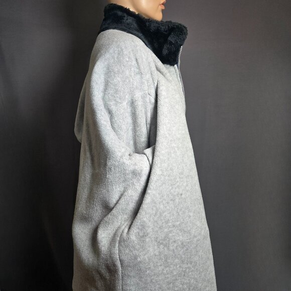 Vintage 80s Faux Fur Coat Black Zebra Print Size L Oversized Gender Neutral - Picture 16 of 16